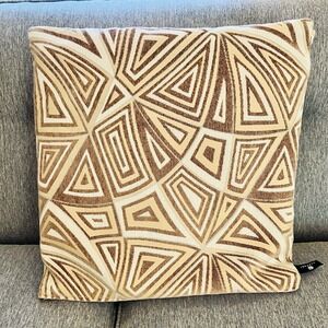 Newport Throw Accent Pillow Cover Tan -Sand Multicolor Made In USA Geometric 18"